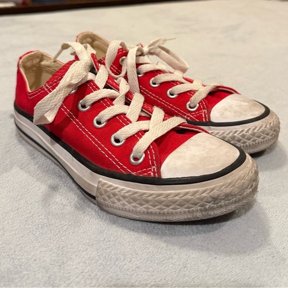 Converse Red Canvas Sneakers with White Accents - Picture 1 of 6